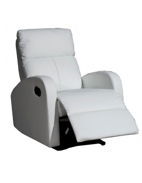 MOMMA HOME Sillón Relax reclinable Med - Modelo TAVIRA - Color Blanco - Material Ecopiel/Metal - Medidas 71 x 93 x 101 cm