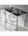MOMMA HOME Mesa de Cocina Extensible - Modelo CALCUTA - Material Cristal Templado/Metal - Medidas 100/140 x 60 x 76 cm