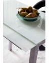 MOMMA HOME Mesa de Cocina Extensible Blanca - Modelo Londres - Material Cristal Templado/Metal - Medidas 95 x 55/95 x 95 cm