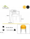 MOMMA HOME Set de 2 sillas de Comedor Ocre Acabado en Ecopiel, con reposabrazos, Estructura Metal en Color Negro - Modelo RYCHER