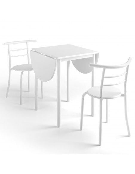 Conjunto mesa y 2 sillas blanco y roble - Momma Home