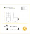 MOMMA HOME Set de 4 Sillas - Modelo Lara - Color Blanco/Gris - Material Ecopiel/Metal - Medidas 42 x 47 x 97,5 cm