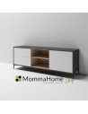 MOMMA HOME Mueble TV LEA, Salón comedor Antracita-Blanco polar 180x42x55cm